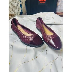 Time and Tru Women's Cap Toe Quilted Ballet Flats Size 7 in Wine (NEW)